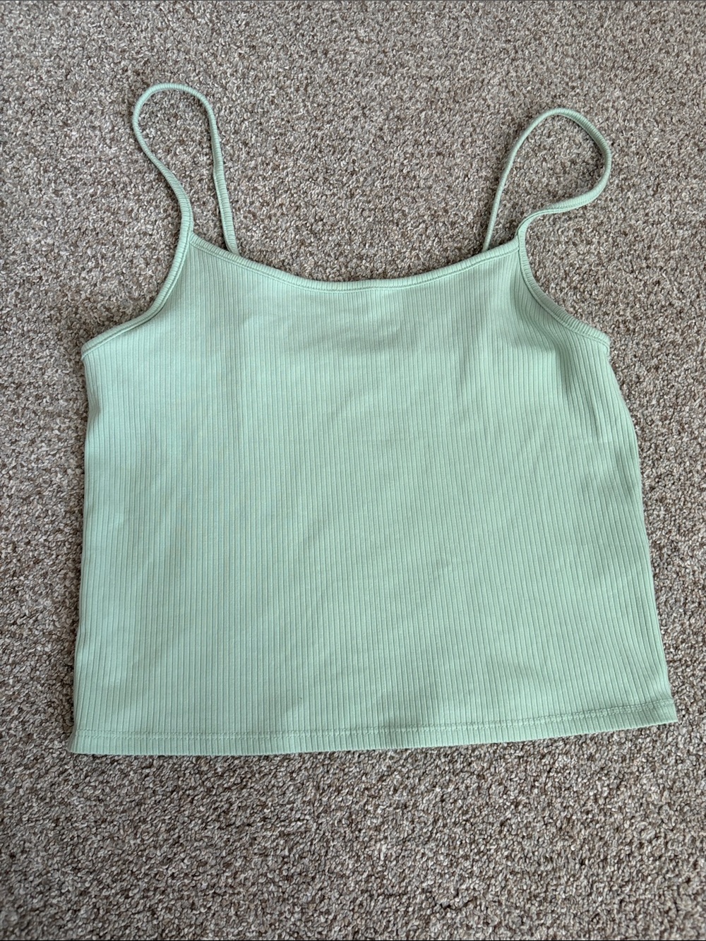 American Eagle Outfitters Mint Green Ribbed Spaghetti-Strap Camisole